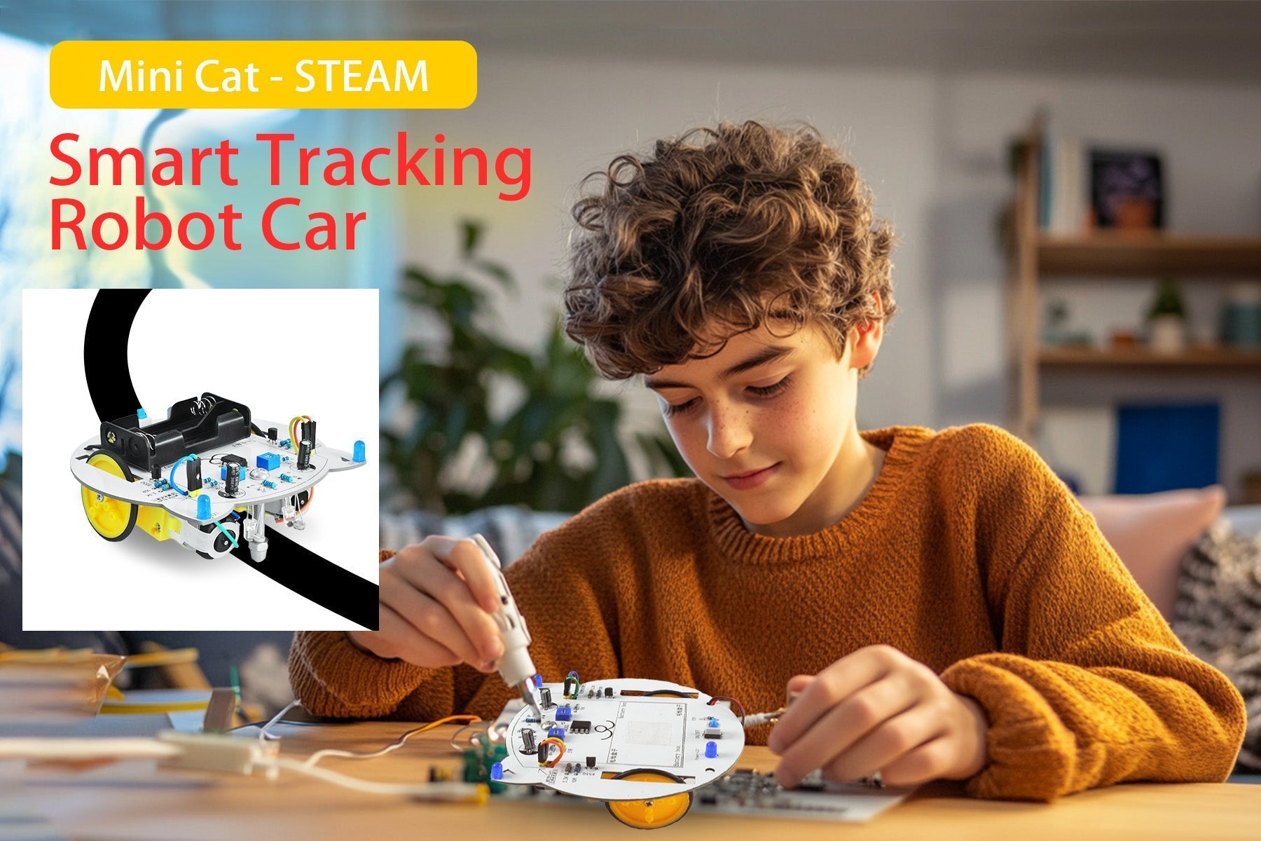 Unleash Your Creativity: Build Your Own Adorable MINI Cat Smart Tracking Robot Car!