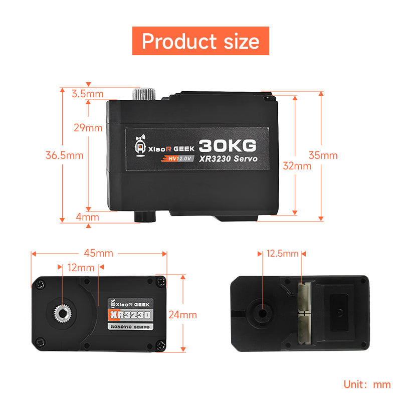 30kg XR3230 Dual-Axis Serial Bus Servo - High Torque Metal Gear Servo for Robots | XiaoR GEEK