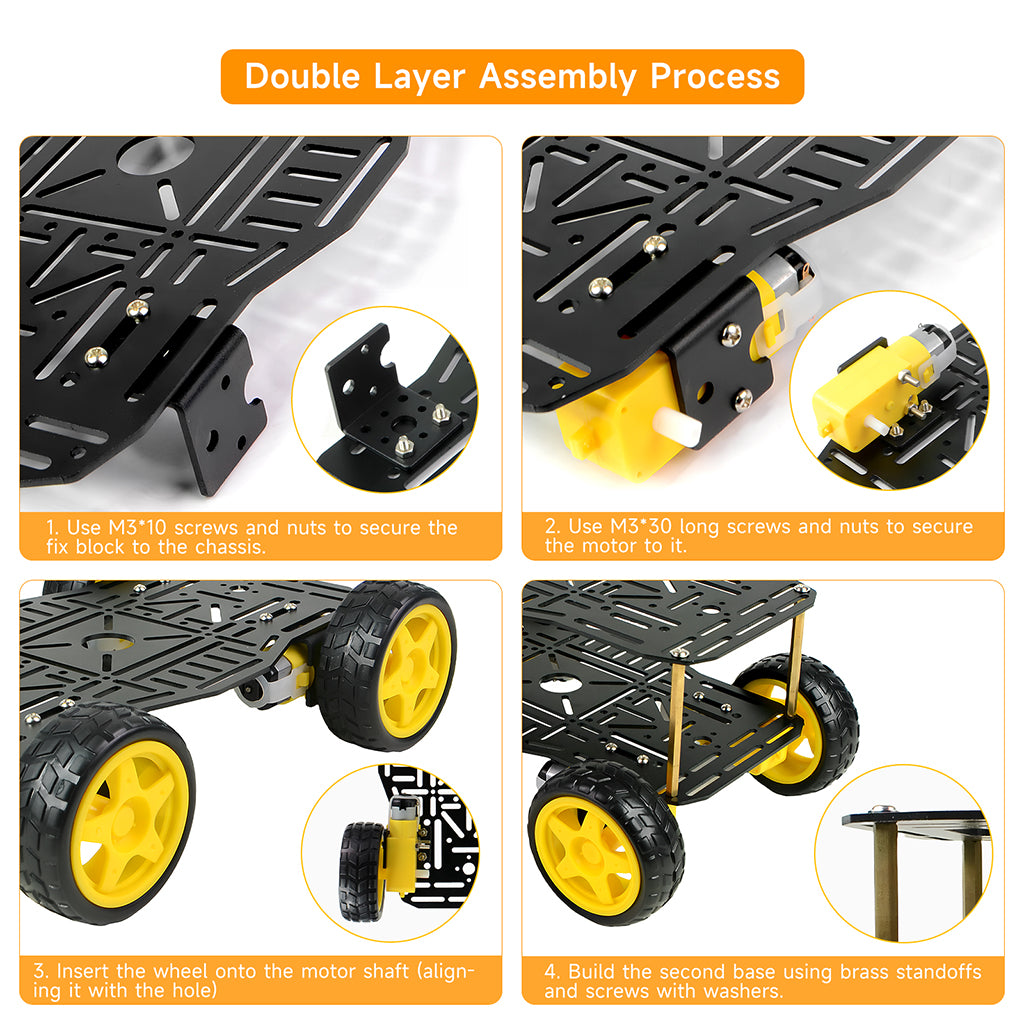 4WD Smart Robot Car Chassis Kits Aluminum Alloy TT Motor Robot Car DIY Projects | XiaoR GEEK