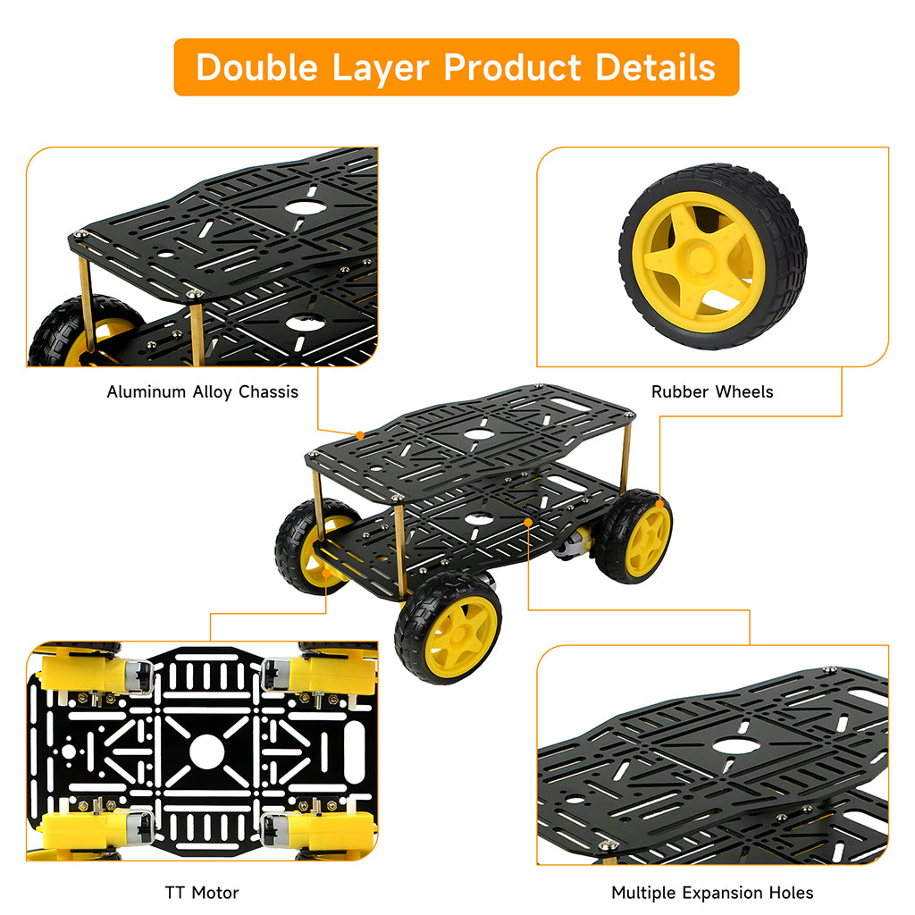 4WD Smart Robot Car Chassis Kits Aluminum Alloy TT Motor Robot Car DIY Projects | XiaoR GEEK