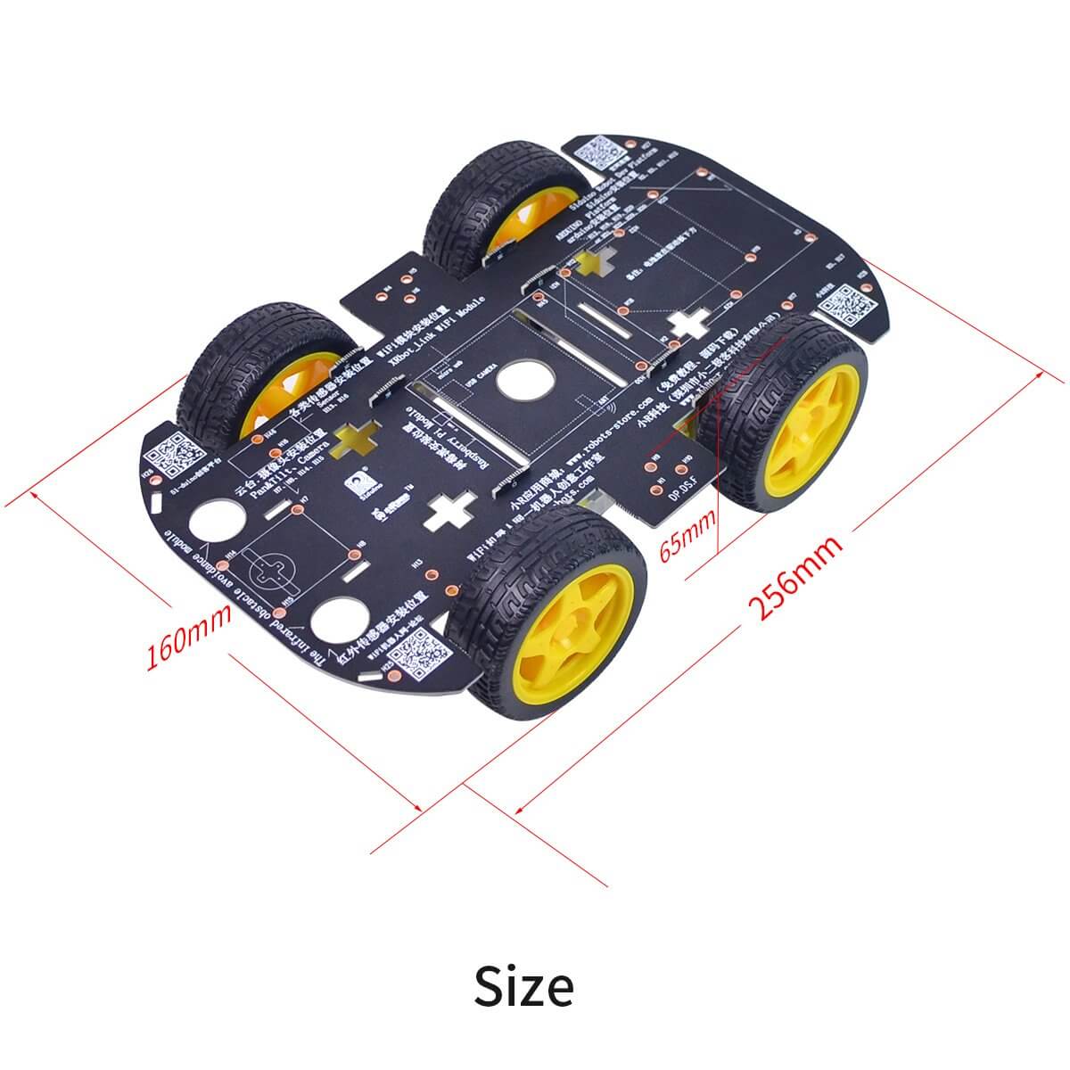 The size of 4WD smart robot car chassis