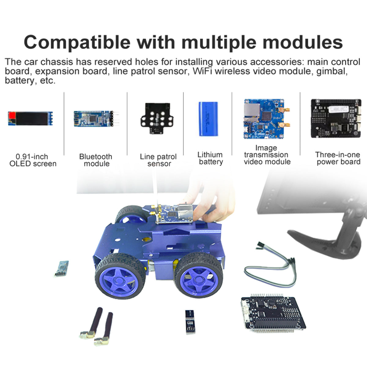 4WD Electric Car Chassis Double-Decker Wheeled Kit Aluminum Alloy for Competition DIY Educational Projects - XiaoR GEEK