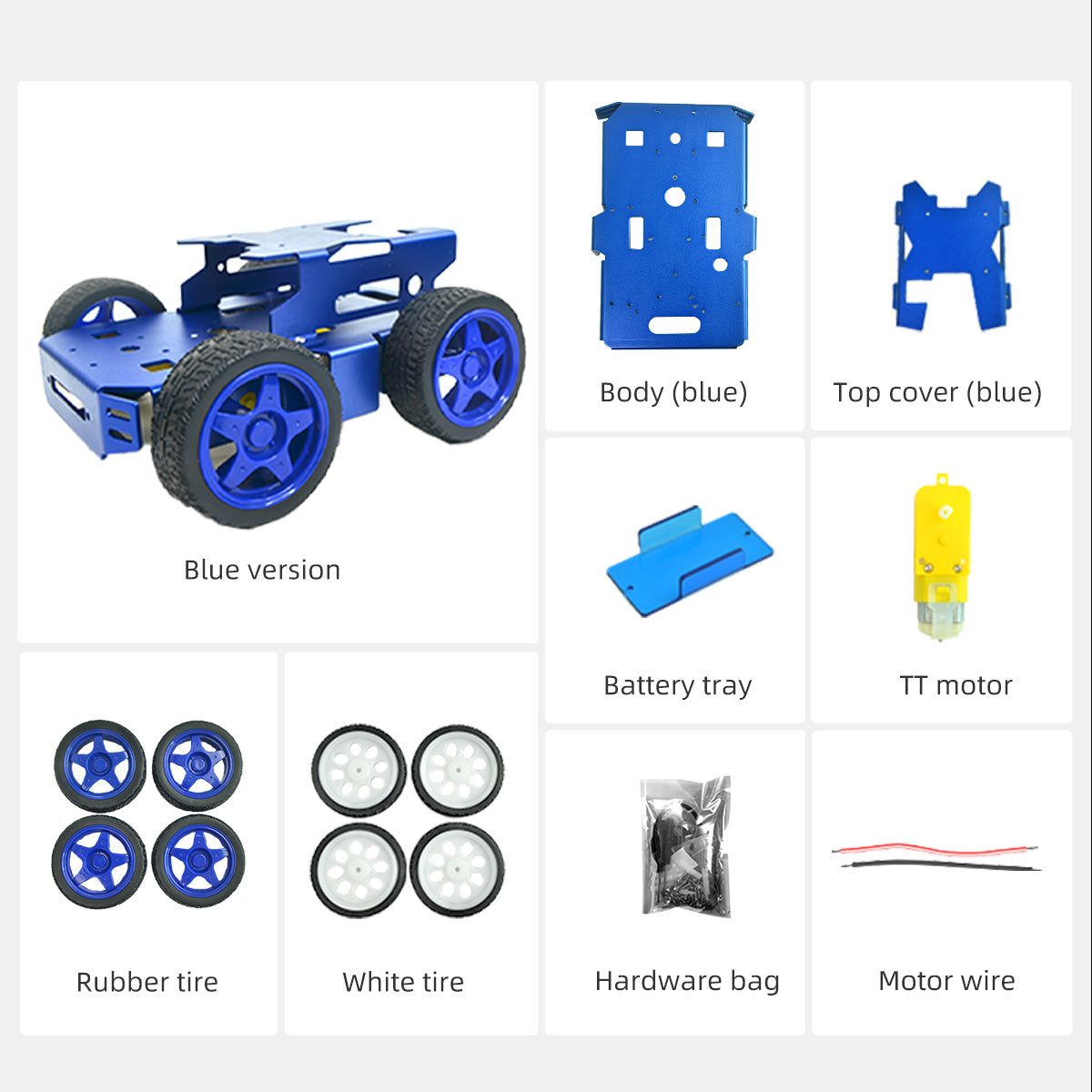 4WD Electric Car Chassis Double-Decker Wheeled Kit Aluminum Alloy for Competition DIY Educational Projects - XiaoR GEEK