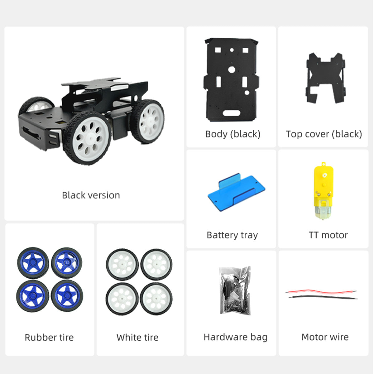 4WD Electric Car Chassis Double-Decker Wheeled Kit Aluminum Alloy for Competition DIY Educational Projects - XiaoR GEEK