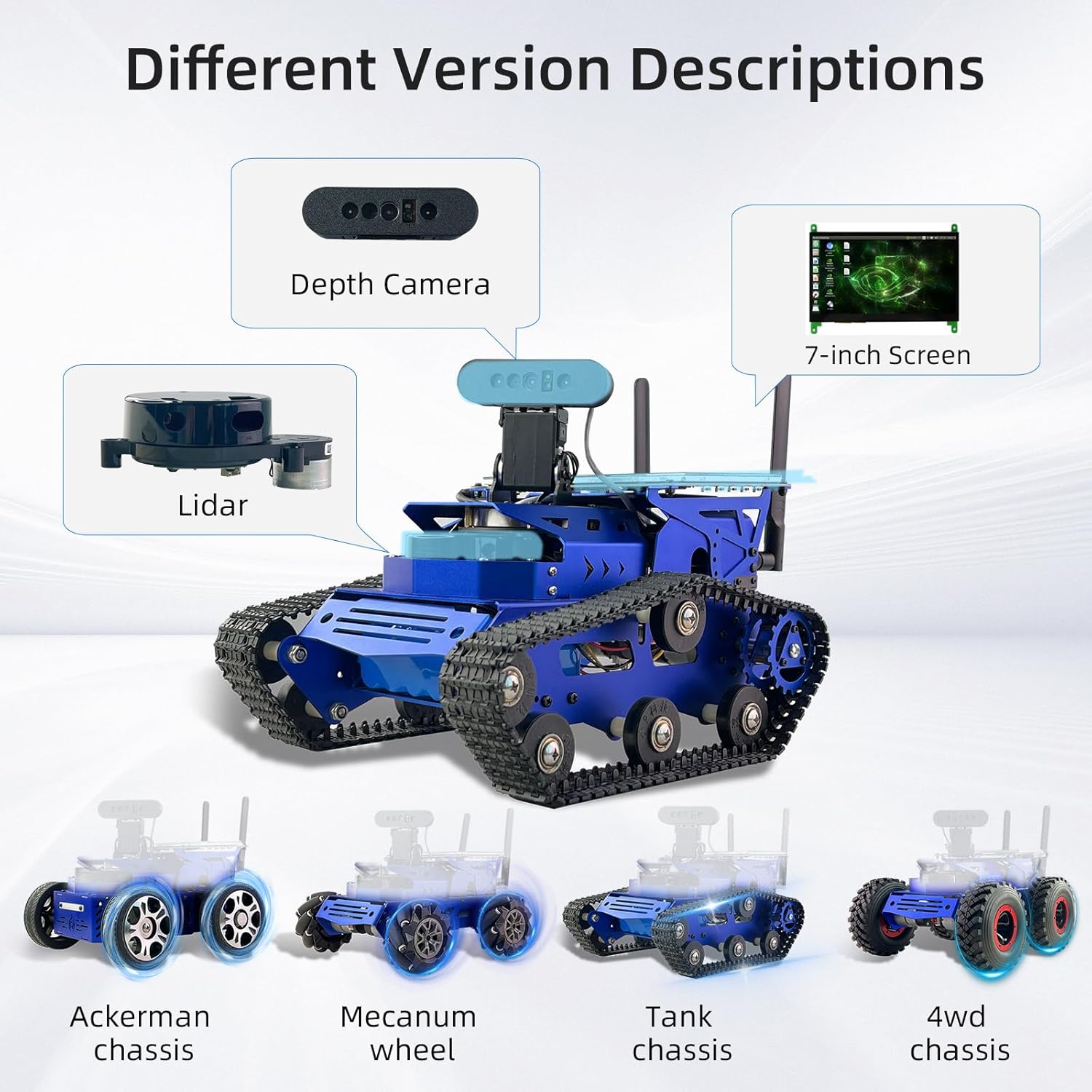 Jetson Nano AI Vision Robot Kit with Lidar ROS2 Mapping Navigation Obstacle Avoidance Tank Car, 7in Touch Screen Depth Camera for Teens Adults Electronics Project(with Jetson Nano 4GB) - XiaoR GEEK