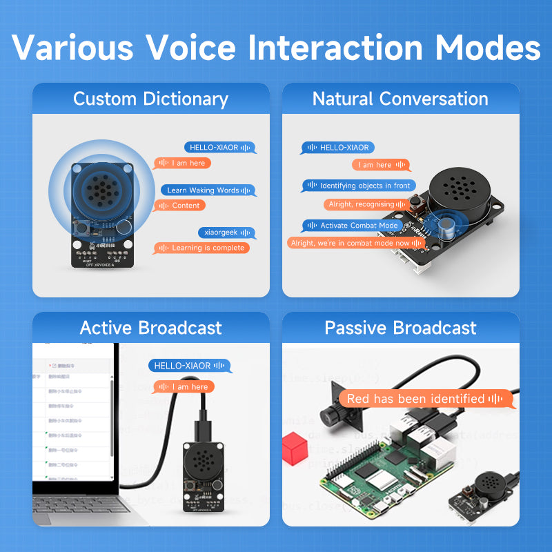 AI Voice Interaction Module All-in-one Intelligent Voice Recognition/Broadcast Programmable Sensor (English & Chinese)