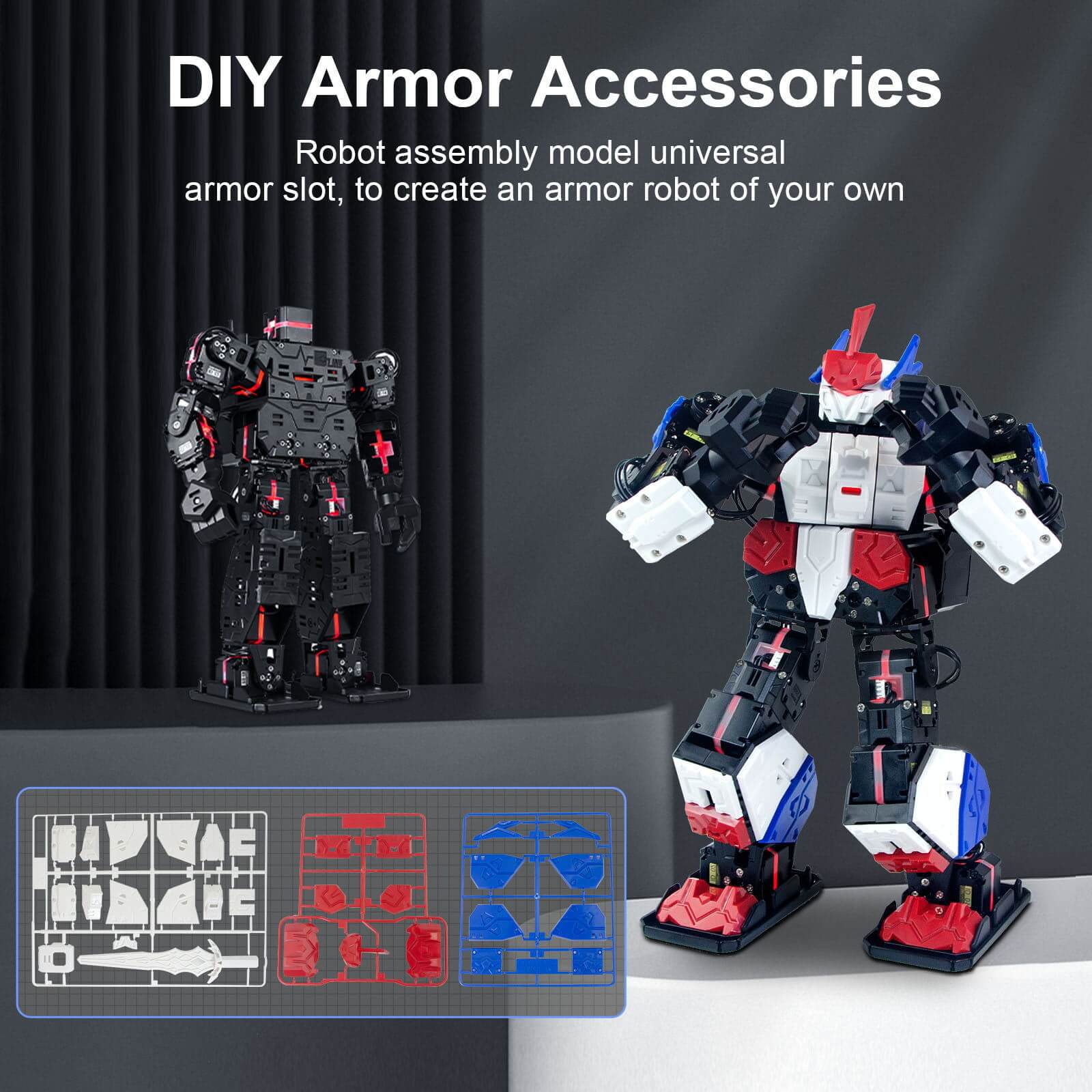 XiaoR Geek Bionic Programmable Smart Humanoid Robot, Smart Boxing Football Dancing Robot assembly model universal srmor slot, to create an armor robot of your own