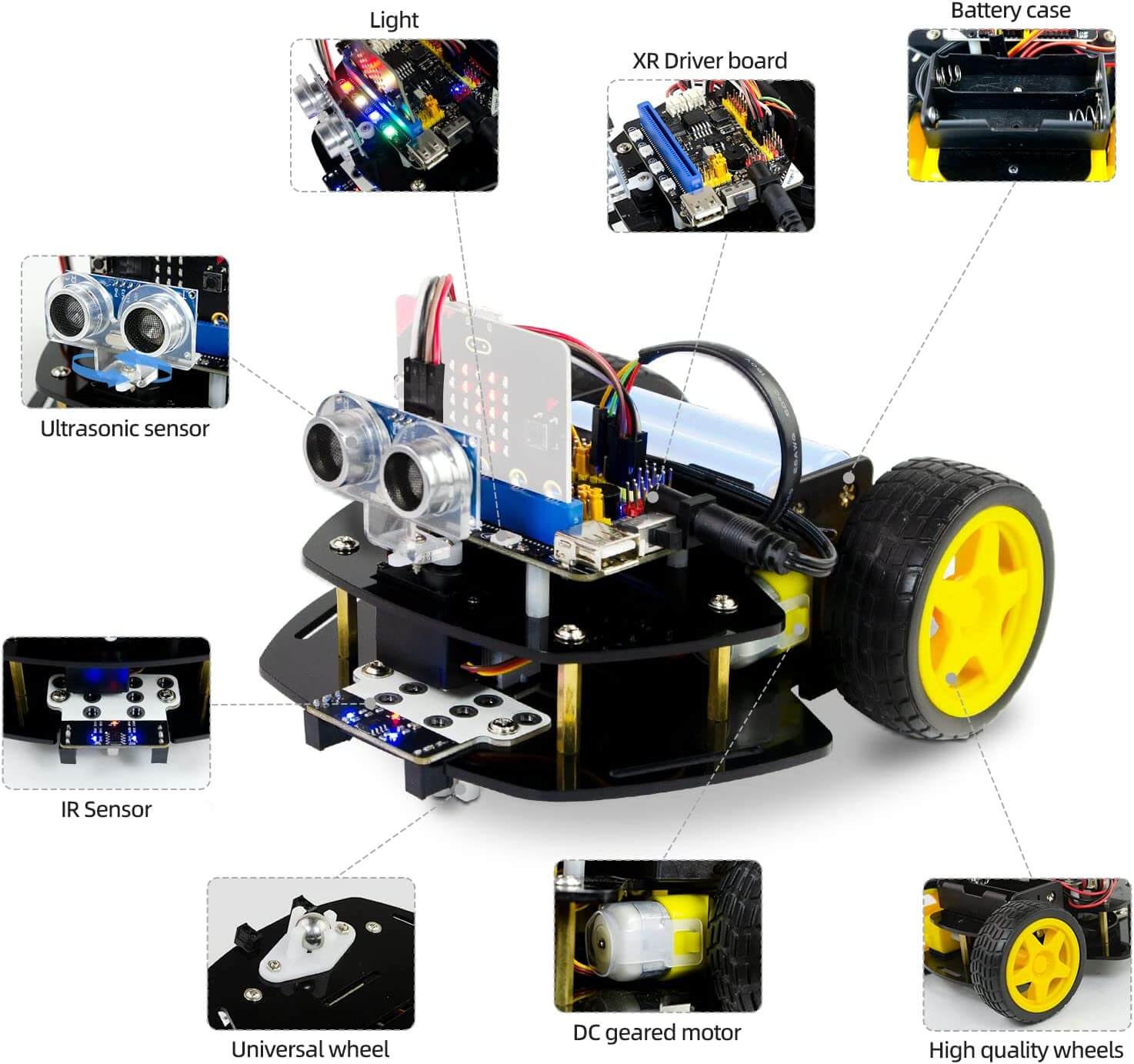 XiaoR GEEK K12 STEM Educational DBit programmable robot car kits with micro:bit Graphical programming - XiaoR GEEK