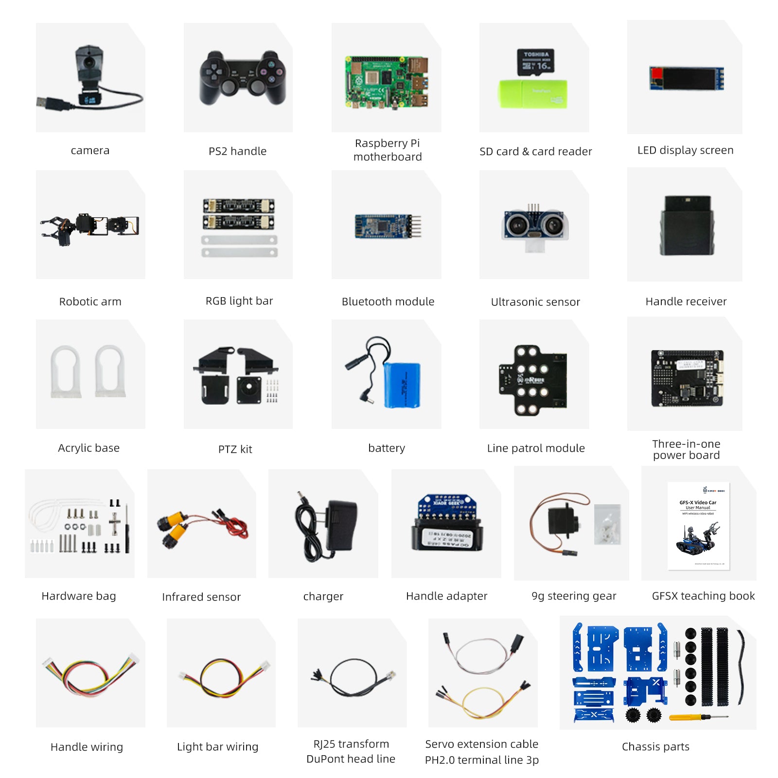 XiaoR GEEK GFS-X crawler-type AI programmable robot car with Raspberry Pi4B4G development kits - XiaoR GEEK