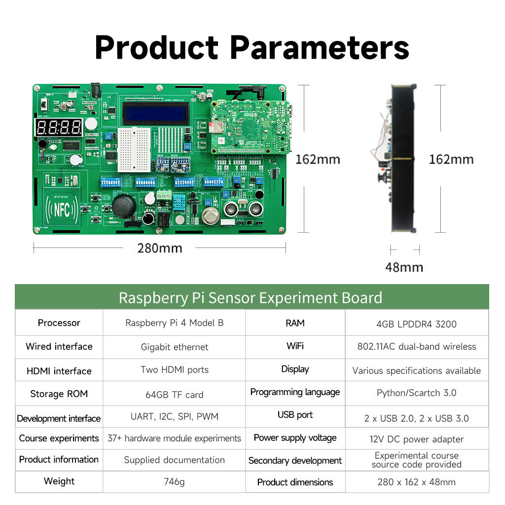 Raspberry Pi Sensor Experiment Kit & Development Box Physics School Teaching Equipment | XiaoR GEEK