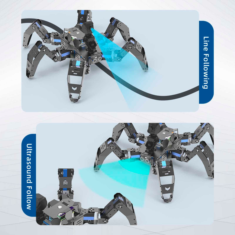 Raspberry pi bionic hexapod spider programmable robot can line following and ultrasonic follow