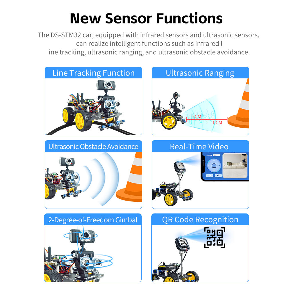 STM32 DS Robot Car Kit Smart Programmable Robot for Line Following Obstacle Avoidance | XiaoR GEEK
