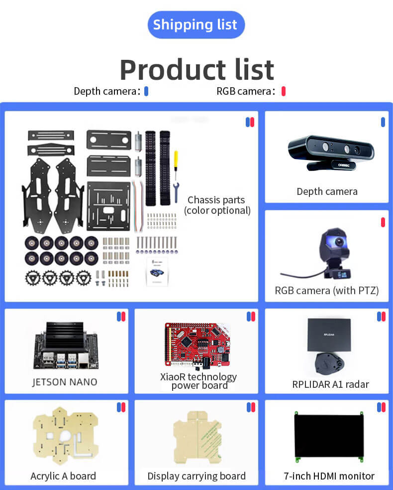 Product list of the Jetson Nano coding robot car