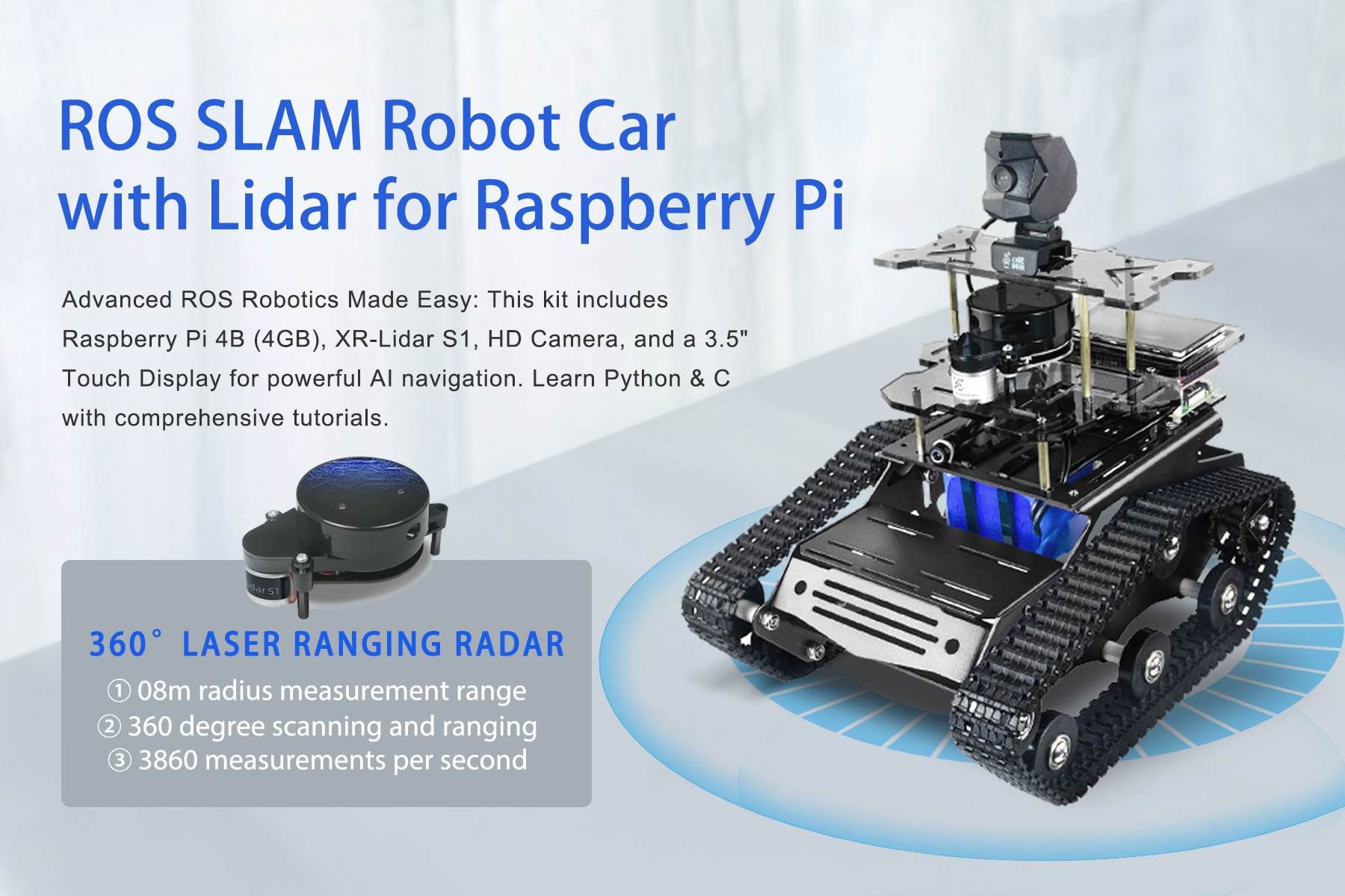 Meet Your Next Robotics Project: XR-ROS SLAM Robot Car with Lidar for Raspberry Pi 4B