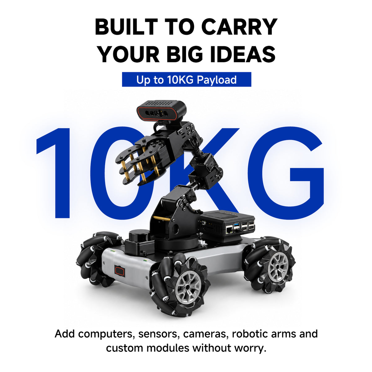 XiaoR GEEK Programmable Mecanum Robot Chassis – ESP32 4WD Robot Base, 10kg Payload, OLED & Wi-Fi, Expandable for Raspberry Pi, Jetson, LiDAR & ROS2 SLAM