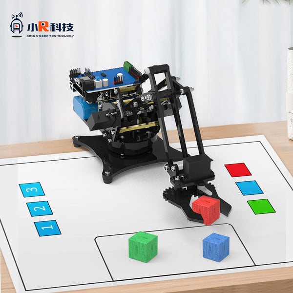 Kit de brazo de robot inteligente XR MINI, kits de ciencia 2 en 1 con 4 DOF para codificar coche