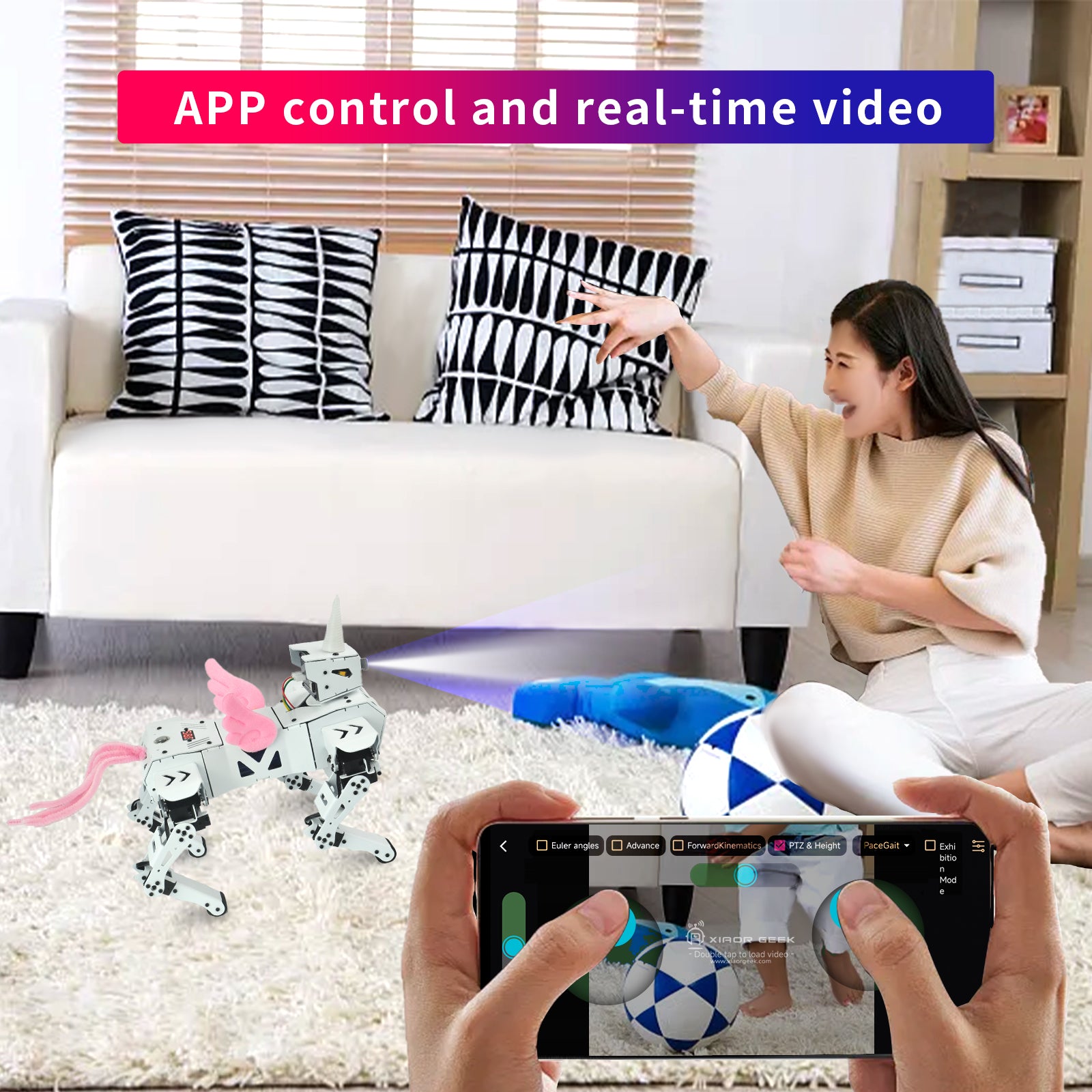 Remote Control Robotics Kit - Unicorn, Voice & APP Control, FPV, 13DOF Programmable Bionic Metal STEM Learning Toy, Open Source ESP32 Educational Project Gift for Teens Students & Adults