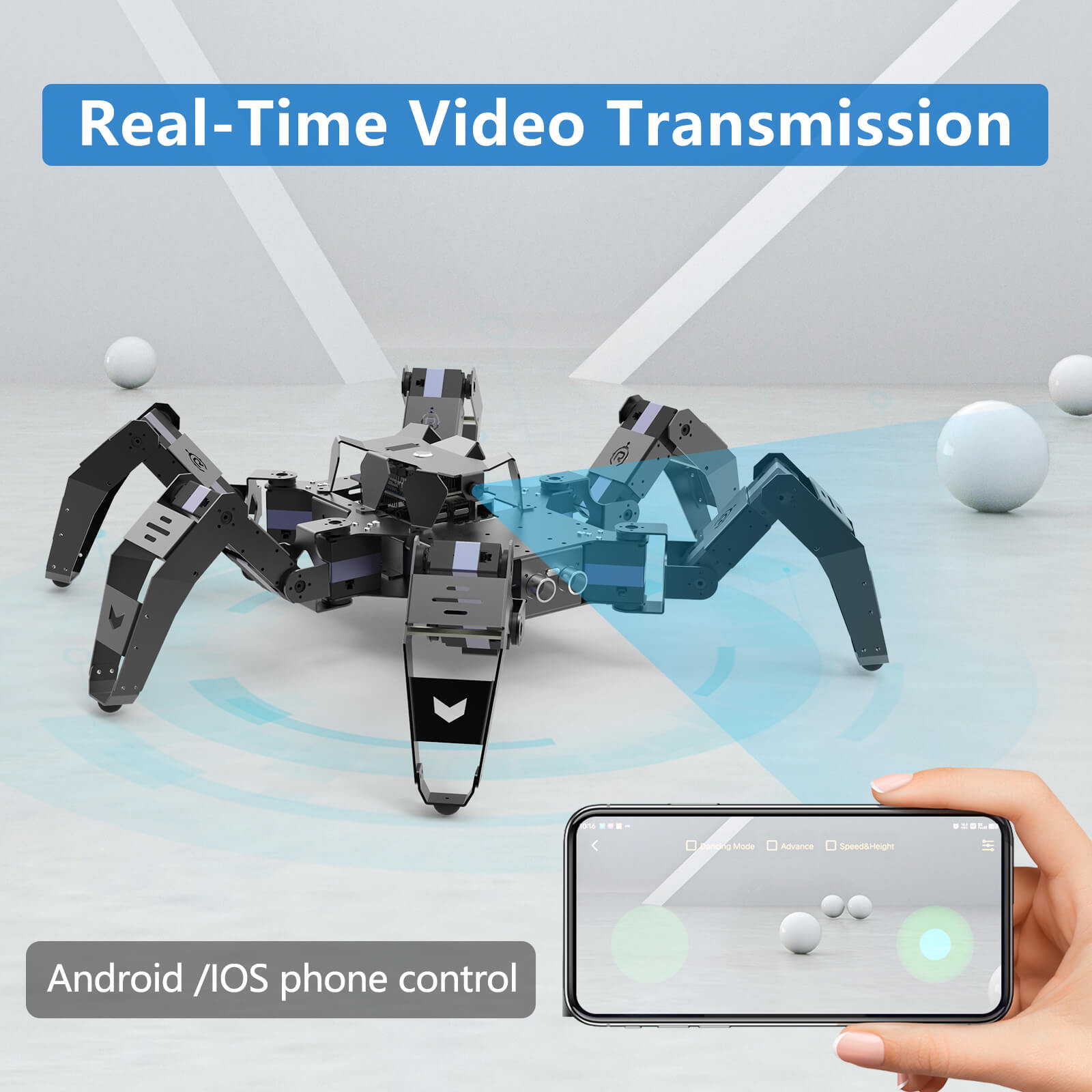 XiaoR GEEK ESP32 Bionic Hexapod Robot STEM Bildungswissenschaft programmierbare KI-Entwicklungskits für intelligente Roboter