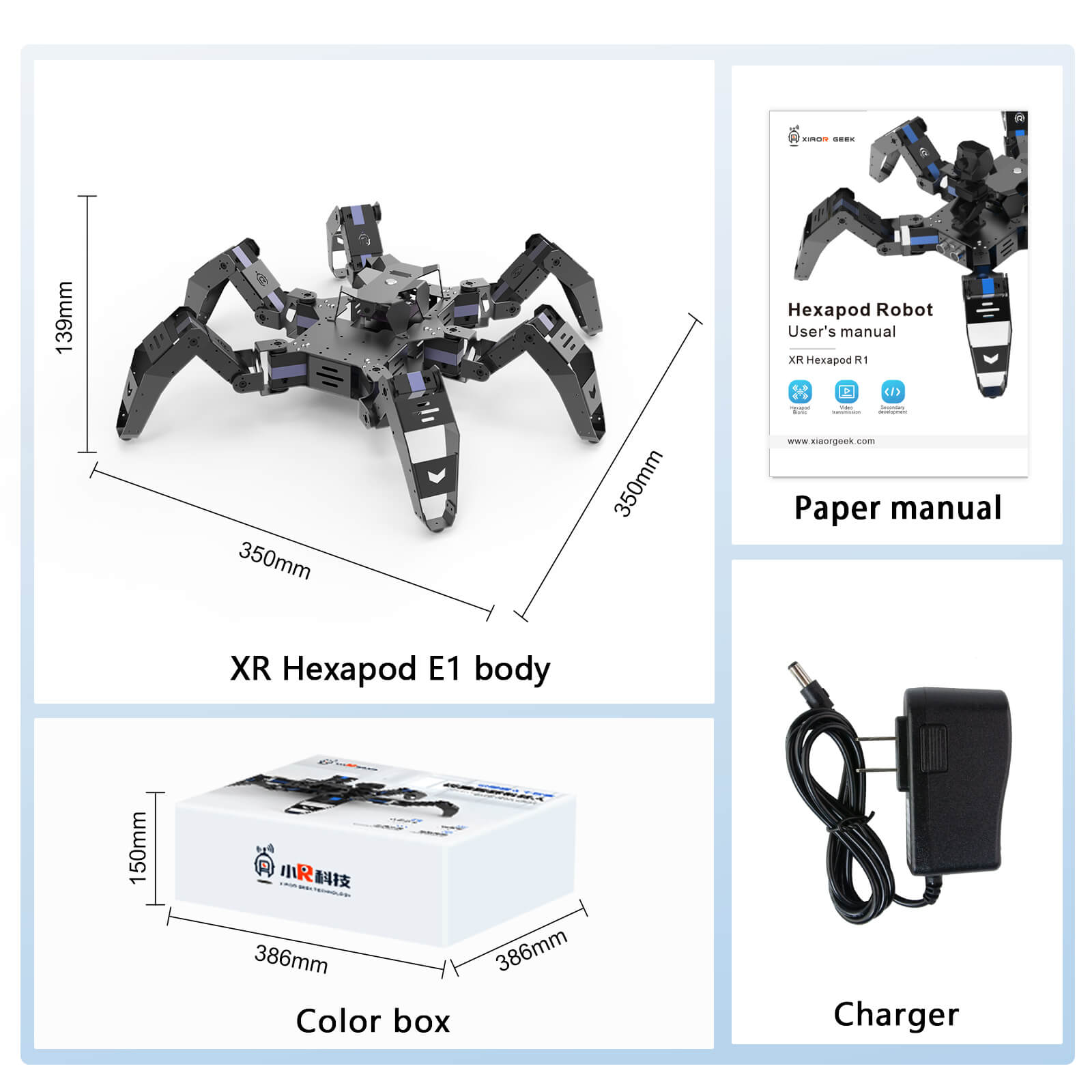 XiaoR GEEK ESP32 Bionic Hexapod Robot STEM Bildungswissenschaft programmierbare KI-Entwicklungskits für intelligente Roboter