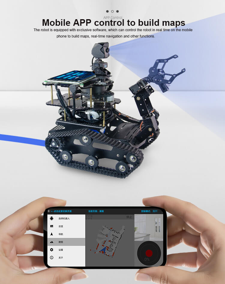 XiaoR GEEK Nvidia Jetson NANO A1 Lidar Moveit ROS programmable smart robot tank car  can use mobile APP control to build maps