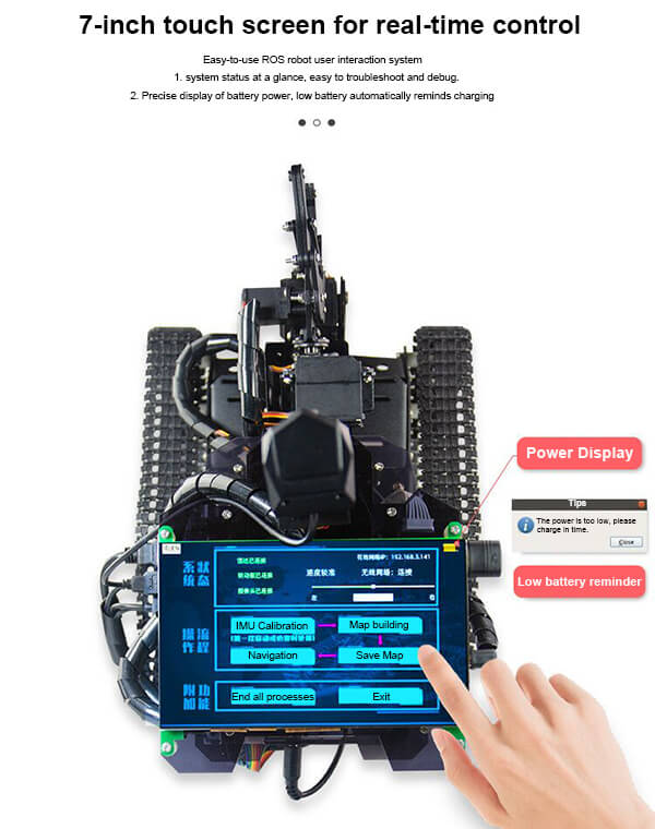 XiaoR GEEK Nvidia Jetson NANO A1 Lidar Moveit ROS programmable smart robot tank car kits has 7-inch touch screen for real-time control