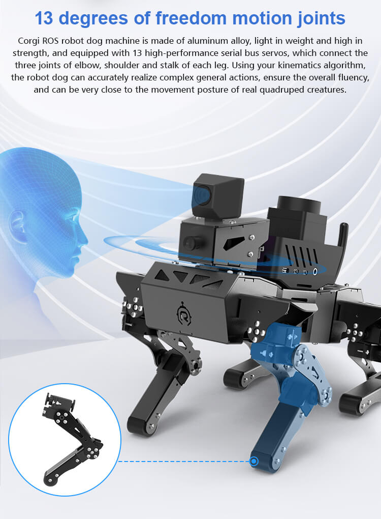 XiaoR GEEK ROS Bionic Quadruped Programmable Smart Corgi Robot dog has 13 DOF motion joints