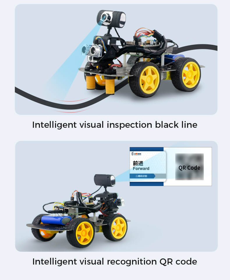 XiaoR GEEK Raspberry Pi 4B4G AI vision DS smart programmable Robot Car Kit