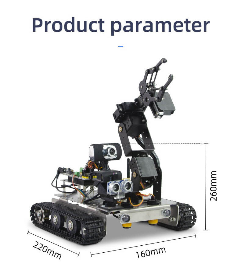 XiaoR GEEK GFS Video transmisión en tiempo real kits de desarrollo de tanque de robot inteligente programable con Raspberry Pi 4B4G