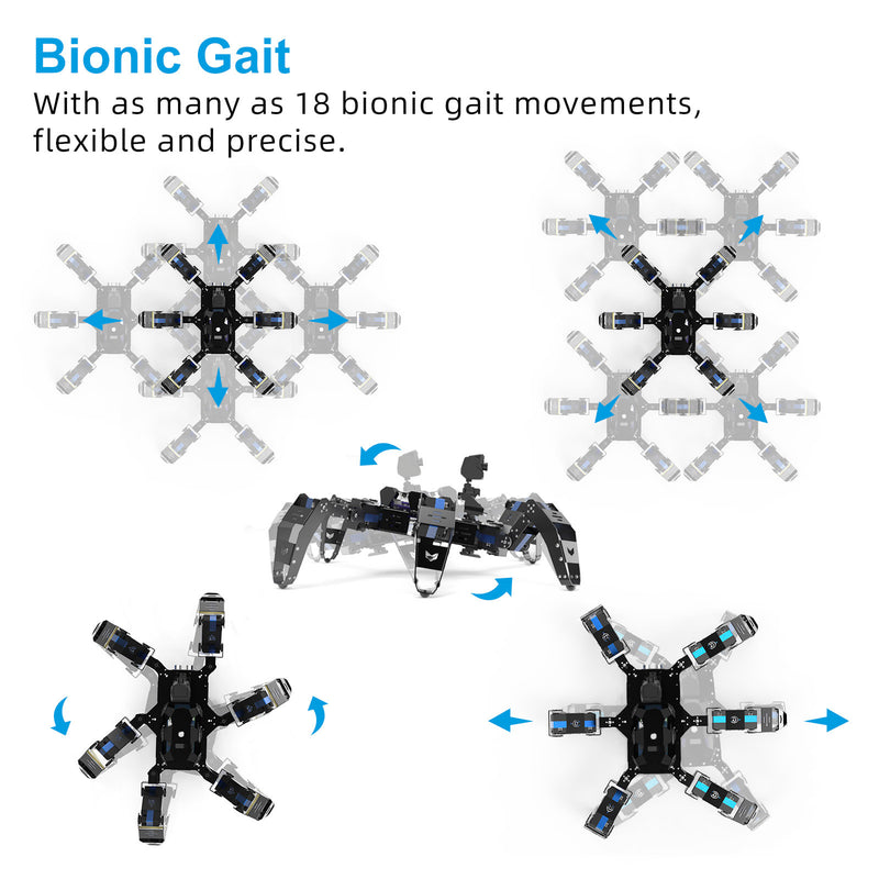 XiaoR GEEK Raspberry Pi 4B Artificial Intelligence Programmable Hexapod Bionic Spider Smart Robot Kit