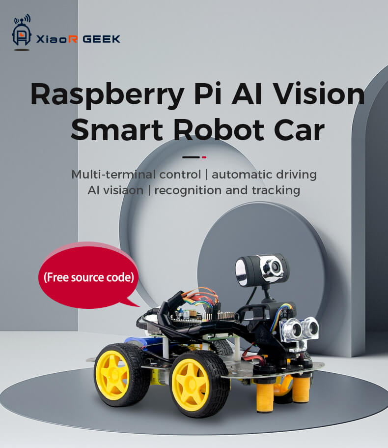XiaoR GEEK Raspberry Pi 4B4G AI vision DS smart programmable Robot Car