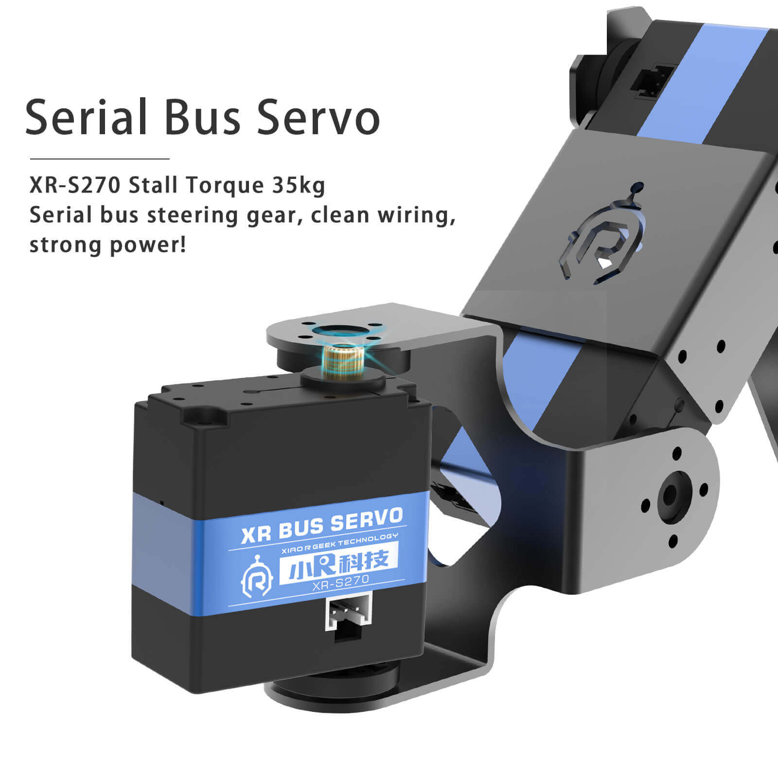 XiaoR GEEK 35KG large torque metal shell serial bus servo XR-S270 serial robot servo