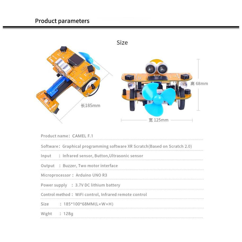 parameter of  XiaoR GEEK Camel F.1 Mini Airplane K12 STEM Educational programming robot DIY kits
