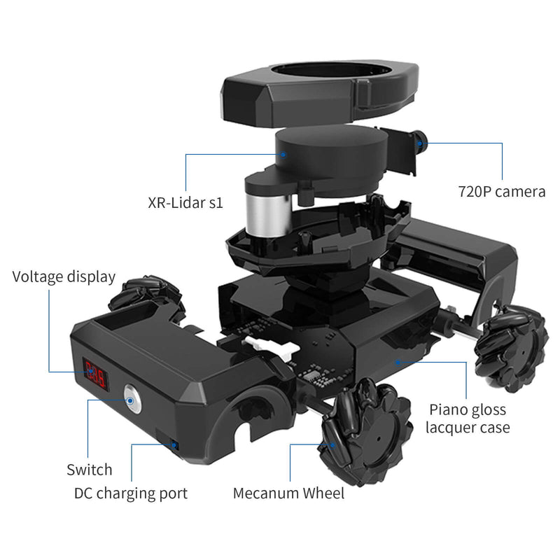 XiaoR GEEK ROS2 Sunrise X3 Radar Mecanum Wheel MINI Robot Car With Horizon vision-programmed smart robot