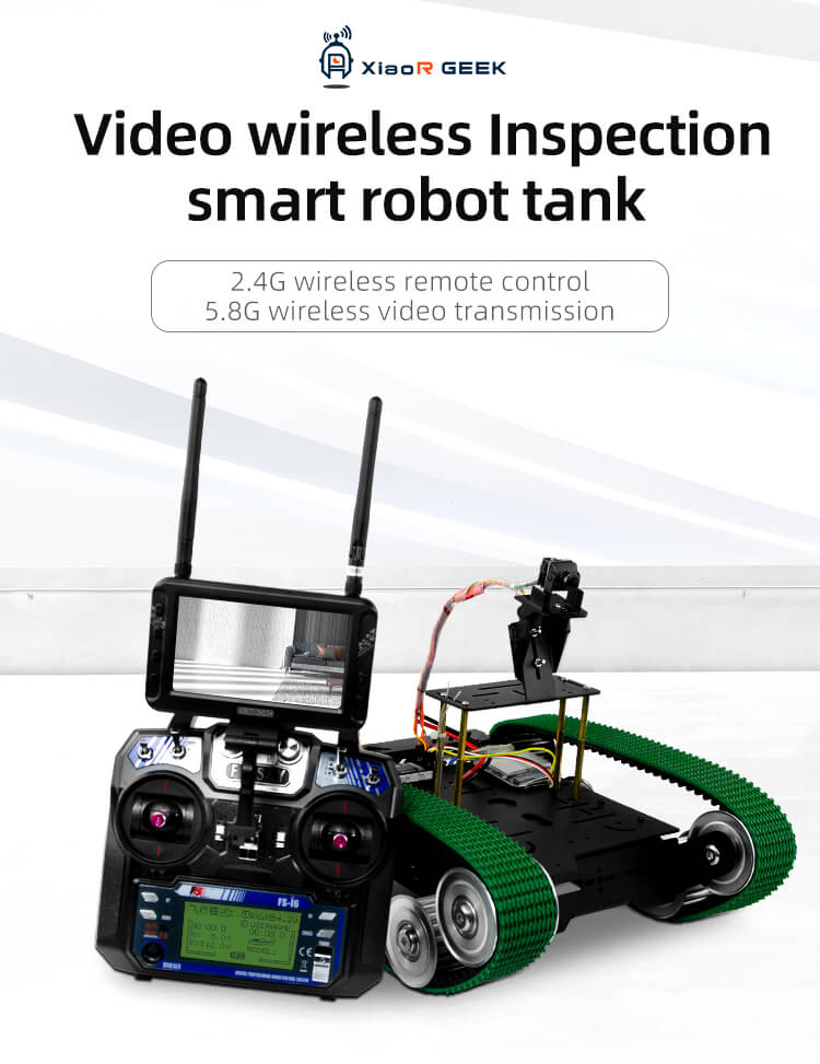 XiaoR GEEK 2.4G video wireless inspection 300M distance remote control smart robot tank car