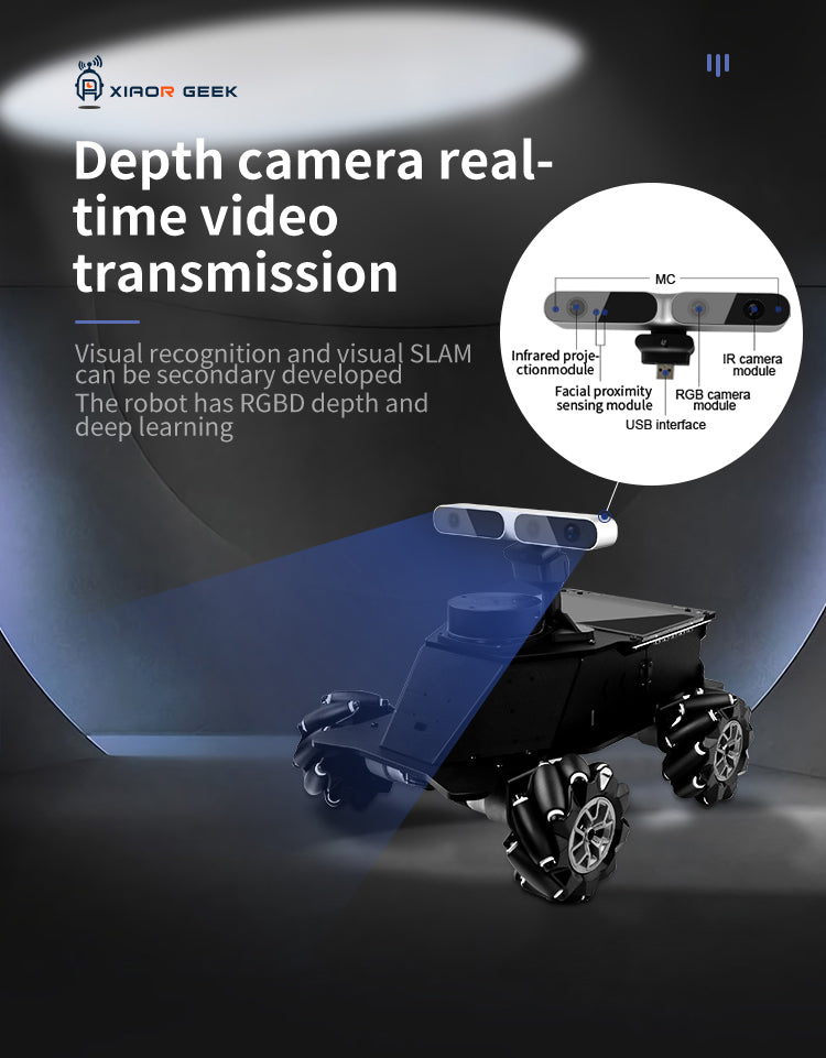 XiaoR GEEK Mini ROS Lidar depth camera smart mecanum wheel programmable robot car with Jetson Nano