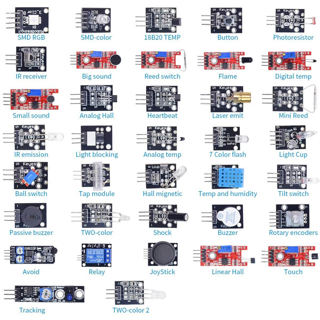 : 37 in 1 sensor module kit - for arduino starters... XiaoR Geek 37-in-1 Sensor Module Robot Project Starter Kit for Arduino