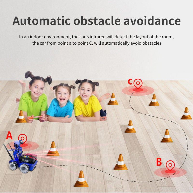Jet2.0 programmable AI robot car with Jetson nano automatic obstacle avoidance indoor