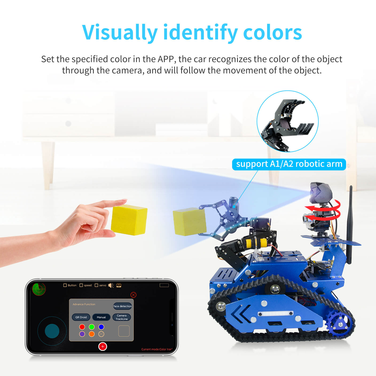 Coche robot inteligente tipo oruga XiaoR GEEK TH-X con Raspberry Pi 4B4G para educación