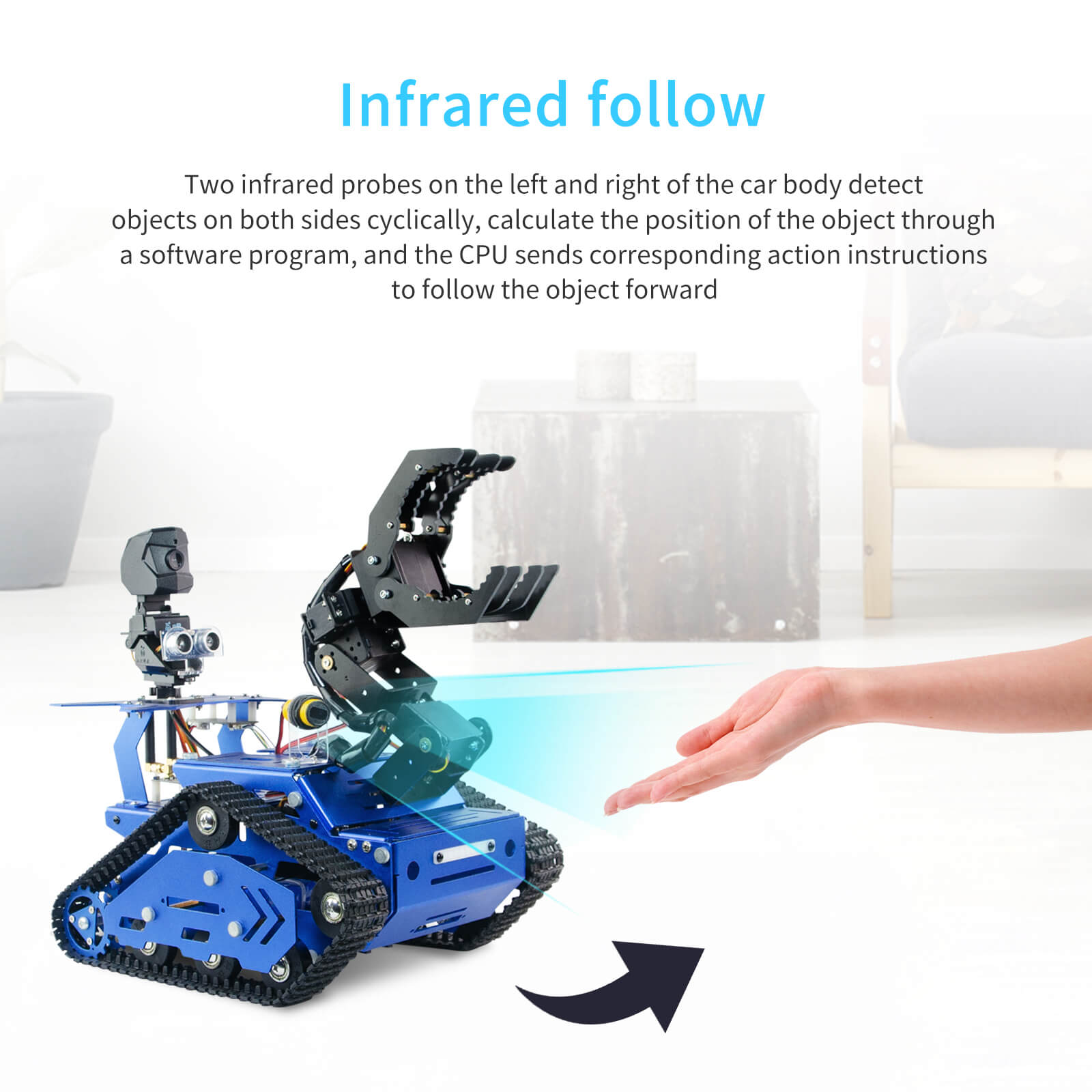 Coche robot inteligente tipo oruga XiaoR GEEK TH-X con Raspberry Pi 4B4G para educación