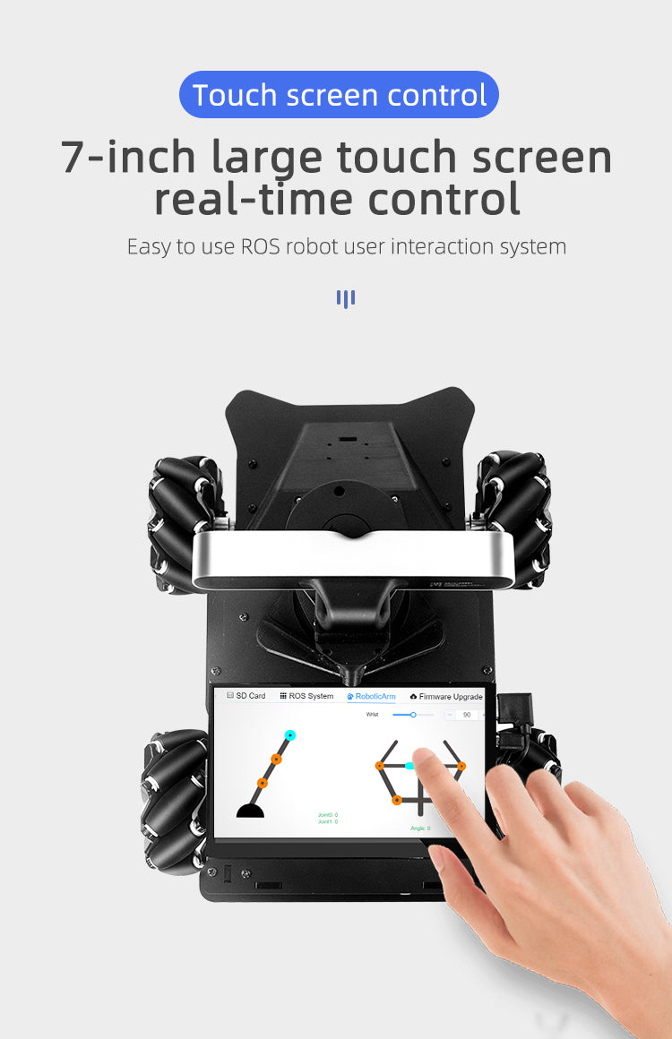 mrcanum wheel lidar smart robot car with 7 inch large touch screen real time control